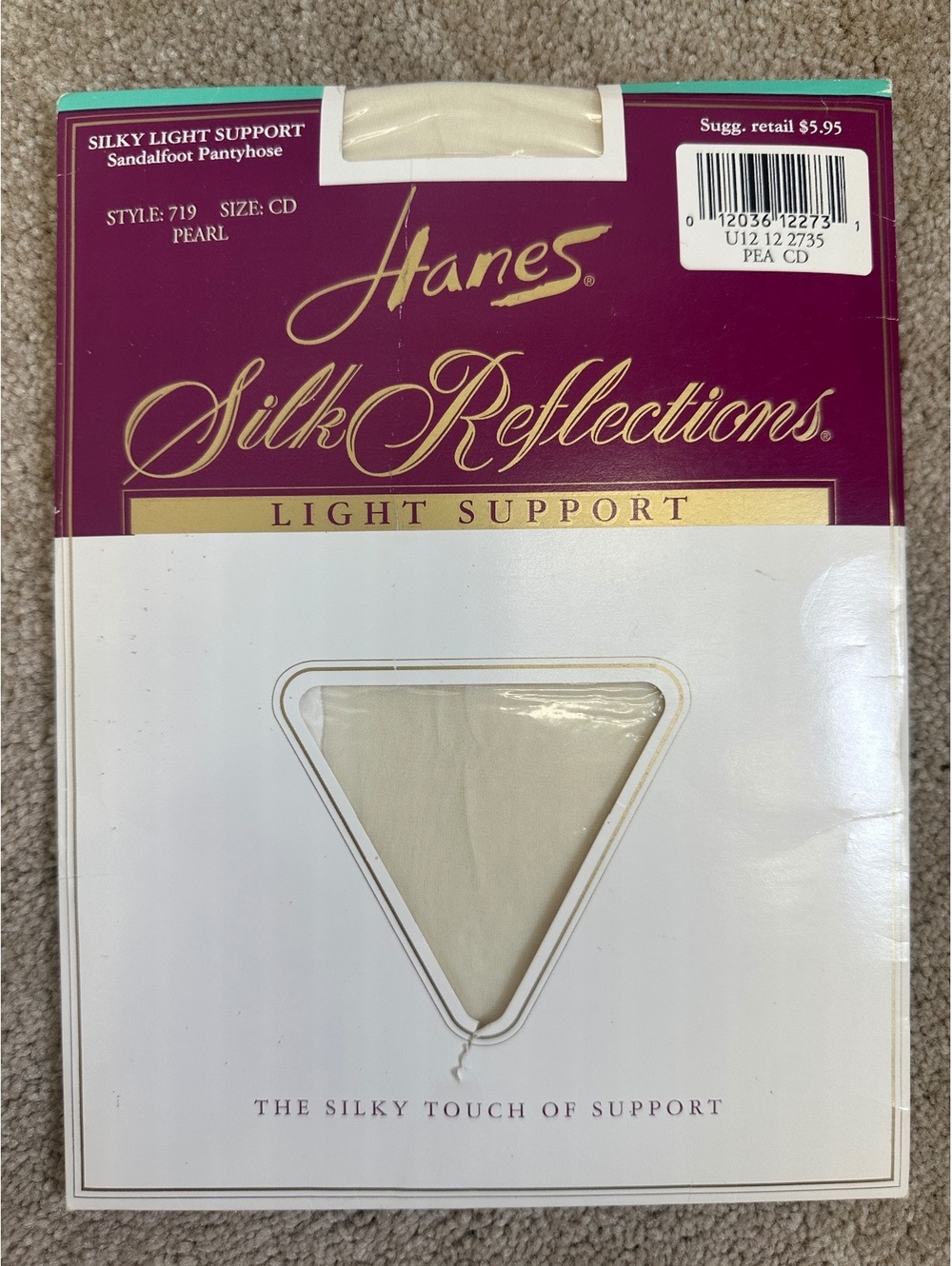 New VTG Hanes Silk Reflections Light Support Pantyhose Sz C D Pearl